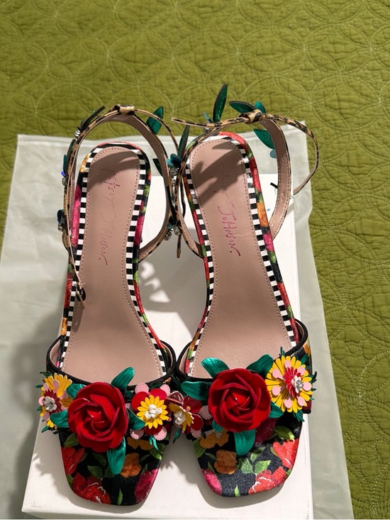 Betsey Johnson Shoes - Betsey Johnson Floral Red Rose Heeled Sandals